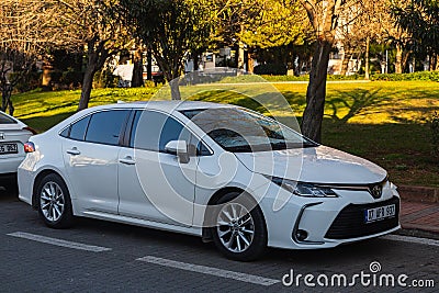 Side Turkey â€“ January 24 2023: white Toyota Corolla Editorial Stock Photo